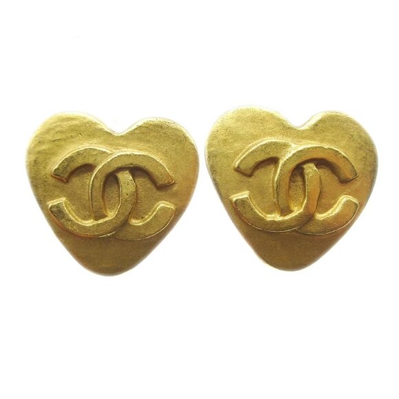 Chanel Heart Earrings Clip-On Gold 95P 69844 - Picture 1 of 5